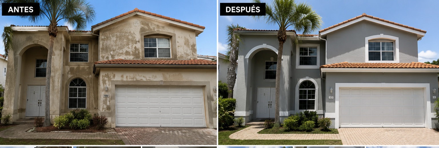 Exterior house before and after painting